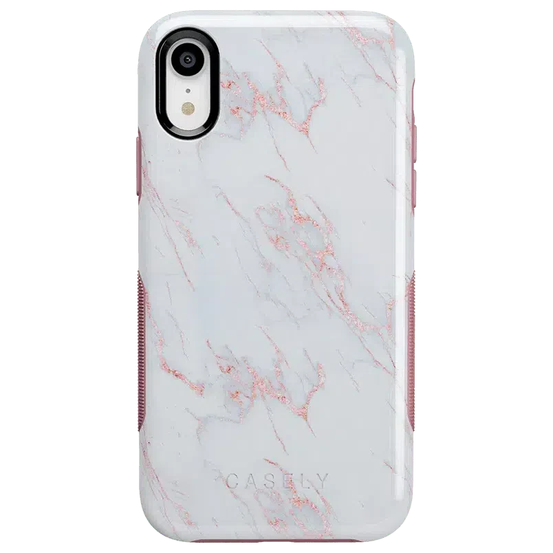 Subtle Blush | White and Pink Marble Case iPhone Case get.casely Bold iPhone XR 