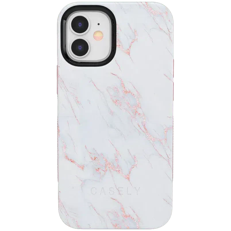 Subtle Blush | White and Pink Marble Case iPhone Case get.casely Bold iPhone 12 Mini 