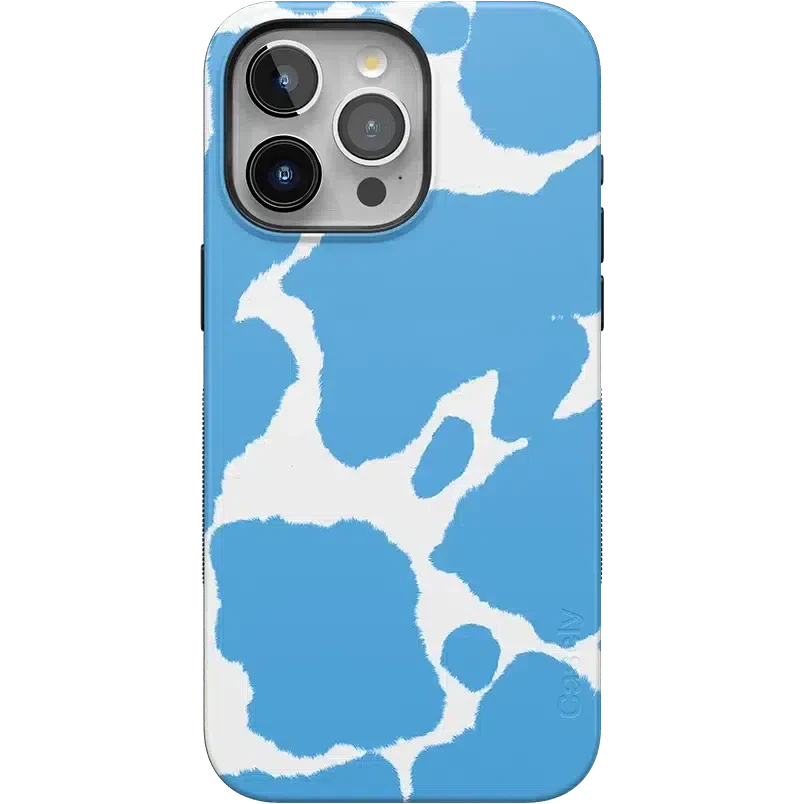 Current MOOd | Light Blue Cow Print Case iPhone Case get.casely Bold Flex + MagSafe® iPhone 15 Pro Max 