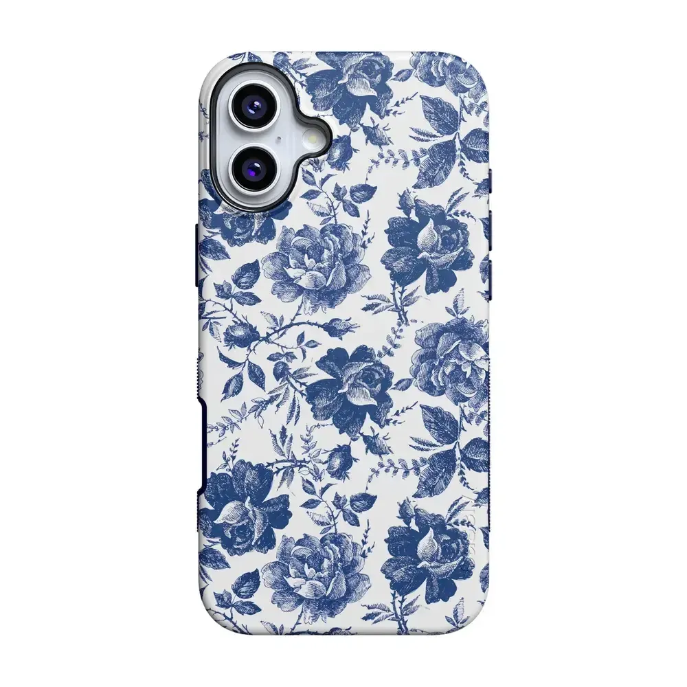 Rose to Fame | Blue & White Rose Floral Case iPhone Case get.casely Bold + MagSafe® iPhone 16 Plus 