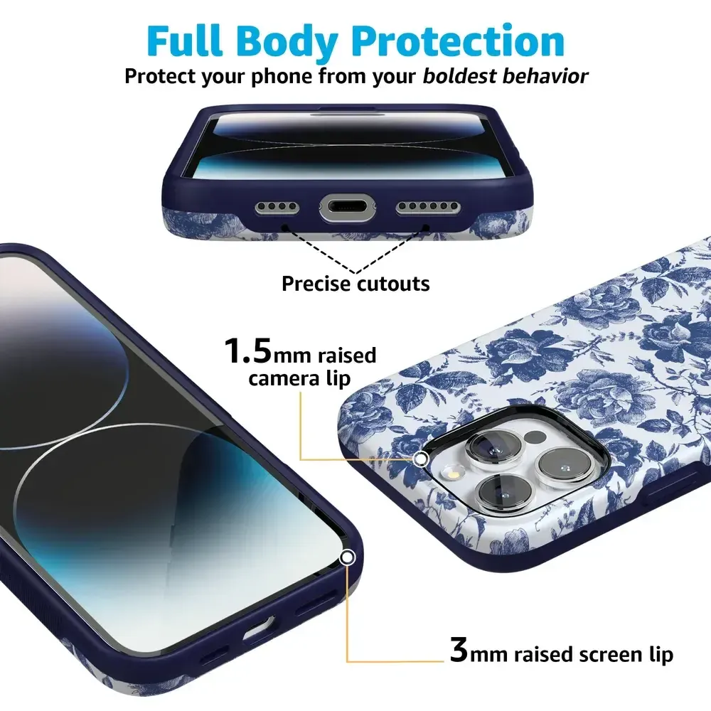 Rose to Fame | Blue & White Rose Floral Case